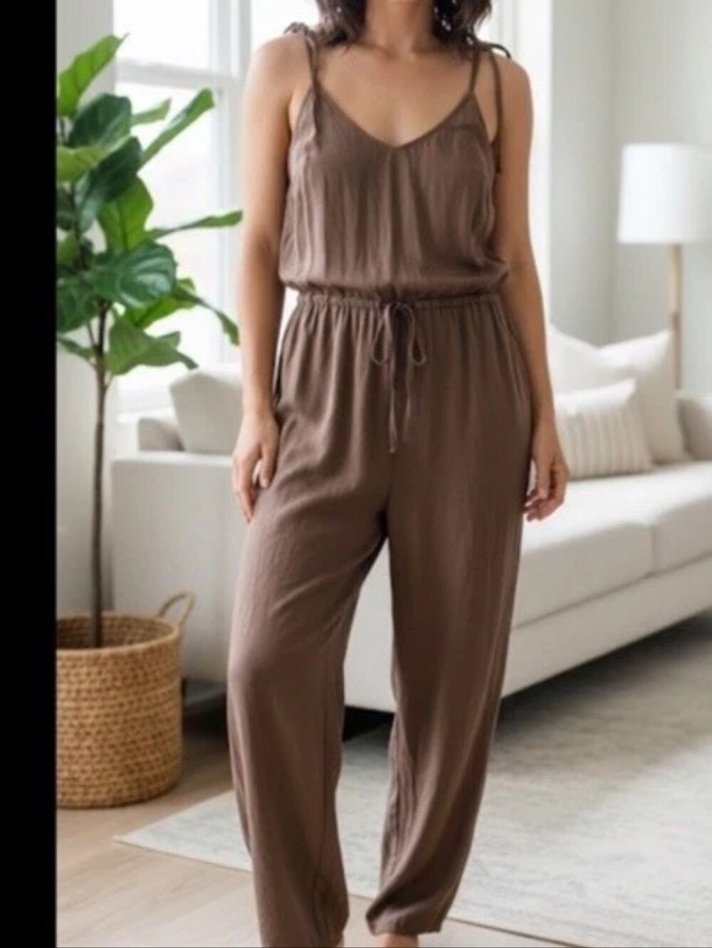NWT Unsubscribed Balloon Leg Jumpsuit Brown Pockets Travel Errands Sz XL